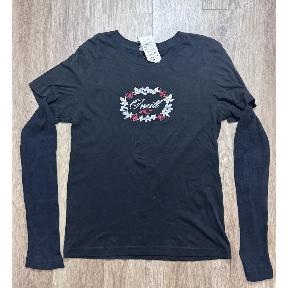 Y2K O'Neill Logo Black Women Long‎ Sleeve Shirt Size XL